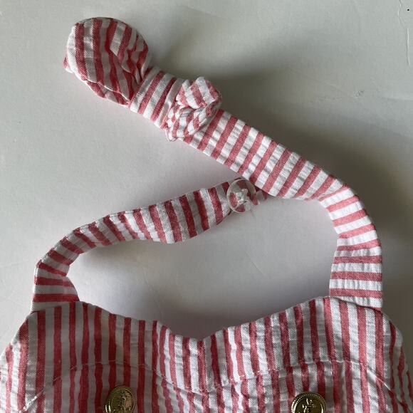 Janie And Jack Nautical Seersucker Smocked Striped Halter Sundress Size 3-6M - Picture 4 of 10